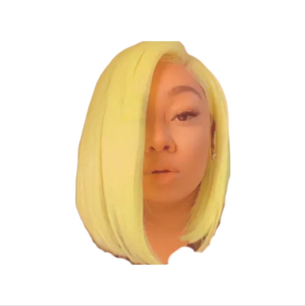 Yellow Lacefront Shoulder Length Bob